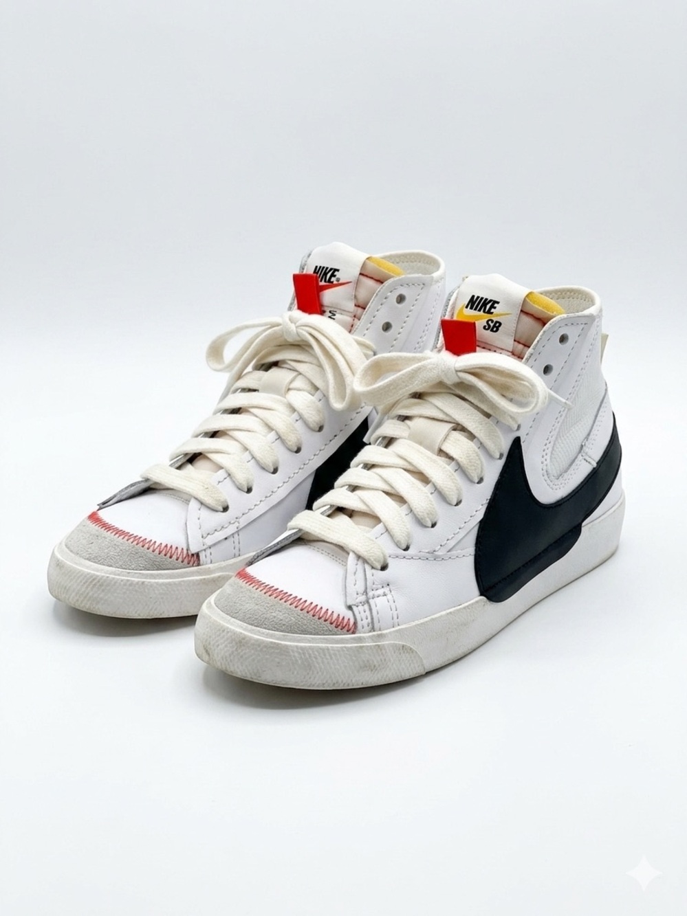 Nike Men's Cream and Black High-Top Sneakers